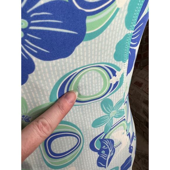 one piece floral swimsuit blue green - Picture 3 of 10